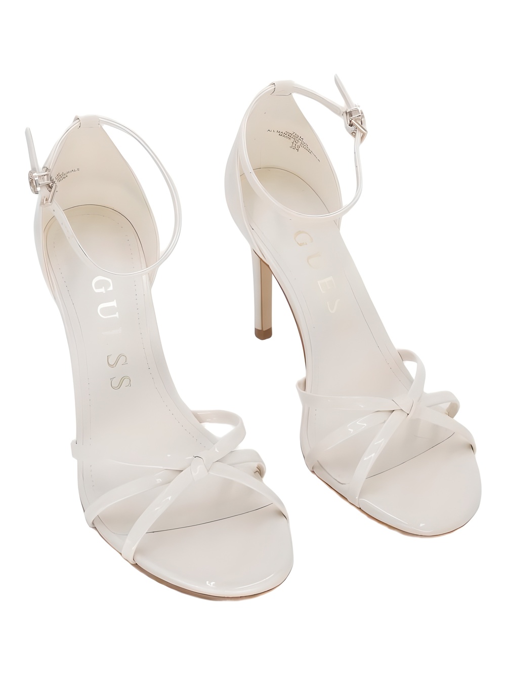 GUESS Womens Spring Ivory Patent Strappy 3.5" Stiletto Heel Sandals Size 7.5M